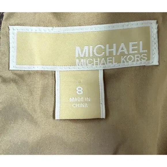 Michael Kors Snakeskin Print Sheath Dress Size 8 Tan Brown Cap Sleeve Lined EUC - Picture 8 of 10